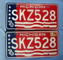1976-78 Michigan Bicentennial PAIR - Used Automobile misc