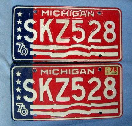 1976-78 Michigan Bicentennial PAIR - Used Automobile misc