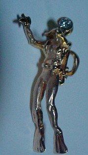 18K Sea Diver Diamond Face Pendant - Jewelry