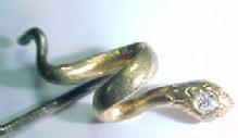 14K SNAKE Diamond Stick Pin - Jewelry
