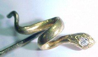 14K SNAKE Diamond Stick Pin - Jewelry