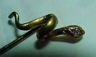 14K SNAKE Diamond Stick Pin - Jewelry