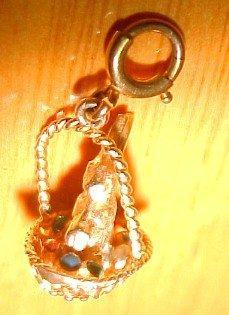 14K Bunny Easter Basket Charm Pendant - Jewelry