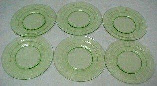 BLOCK OPTIC Green Depression Plates (6) - Glass