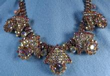 HOBE' Multi Color RHINESTONE Necklace - Vintage Designer Costume Jewelry