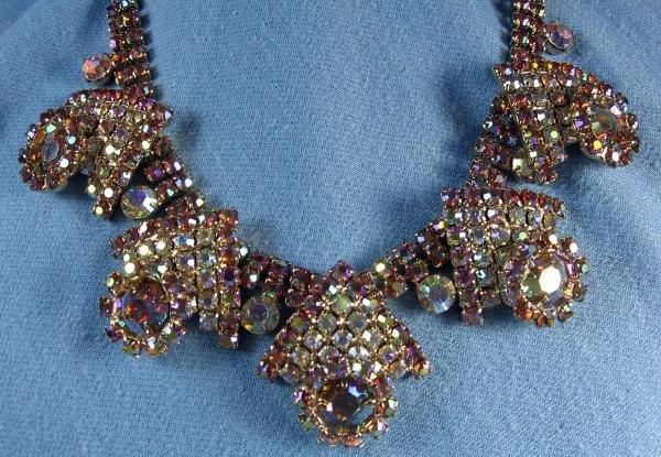 HOBE' Multi Color RHINESTONE Necklace - Vintage Designer Costume Jewelry