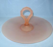 Pink Frosted Glass Handled TORTE Tray Server