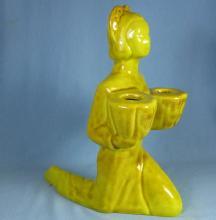 California Pottery ORIENTAL LADY Double Candleholder - Vintage Pottery
