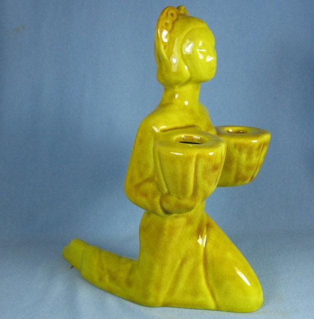 California Pottery ORIENTAL LADY Double Candleholder - Vintage Pottery