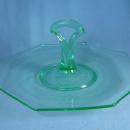 Vaseline Handled Torte Plate - Elegant Gree Glass