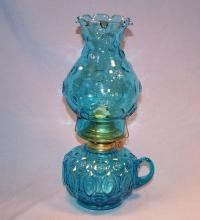 Blue Moon & Stars Glass Oil Lamp
