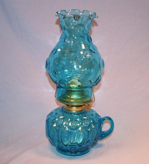 Blue Moon & Stars Glass Oil Lamp
