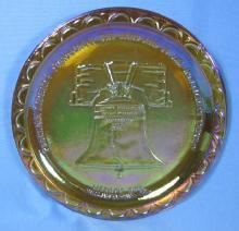 Amber Carnival Glass LIBERTY BELL Plate