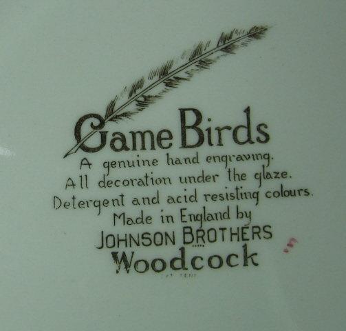 WOODCOCK - Johnson Bros Game Bird Plate - Vintage