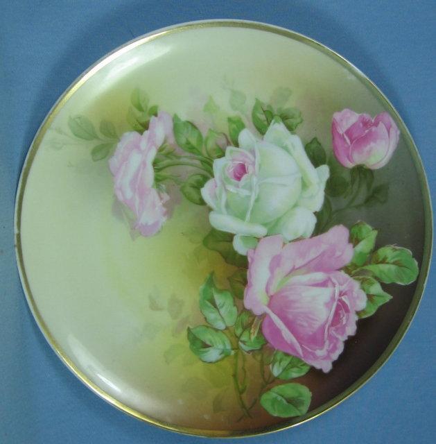 Hand Painted Turin Porcelain ROSES Plate