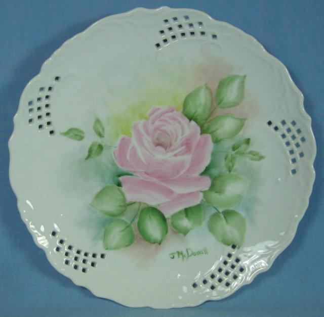 Hand Painted Turin Porcelain ROSES Plate