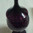 Blown Amethyst Pedestal Jar with Lid - Glass
