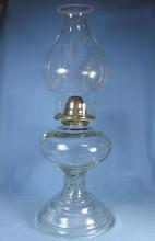 Vintage Estate Oil Lamp with Etched Glass Chimney - lighting