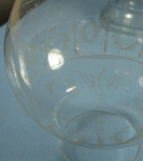 Vintage Estate Oil Lamp with Etched Glass Chimney - lighting
