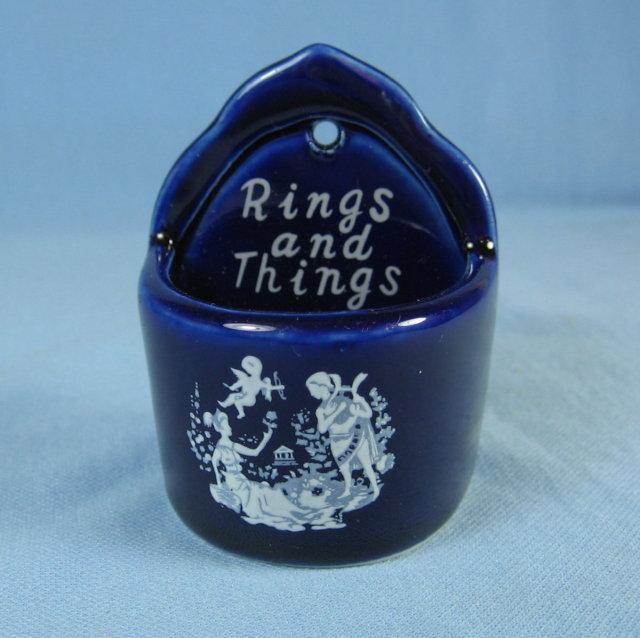 Ring or Tricket Wall Pocket - Vintage Porcelain