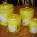 SWAN 4pc Canister Set ~ Vintage Czech Art Glass