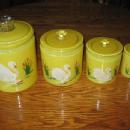 SWAN 4pc Canister Set ~ Vintage Czech Art Glass