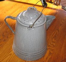 HUGE Graniteware Coffee Kettle - Boiler Pot - Antique metalware