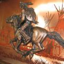 INDIAN WARRIOR on HORSE - Bronze & Copper 3-D Plaque - misc fal
