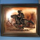 INDIAN WARRIOR on HORSE - Bronze & Copper 3-D Plaque - misc fal