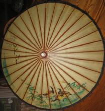 Antique Japanese PARASOL - Oriental Rice Paper and Bamboo Ethnographic Collectible