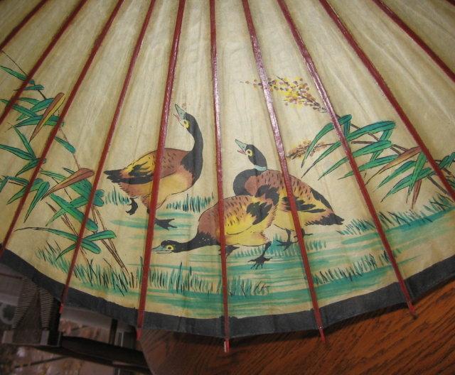 Antique Japanese PARASOL - Oriental Rice Paper and Bamboo Ethnographic Collectible