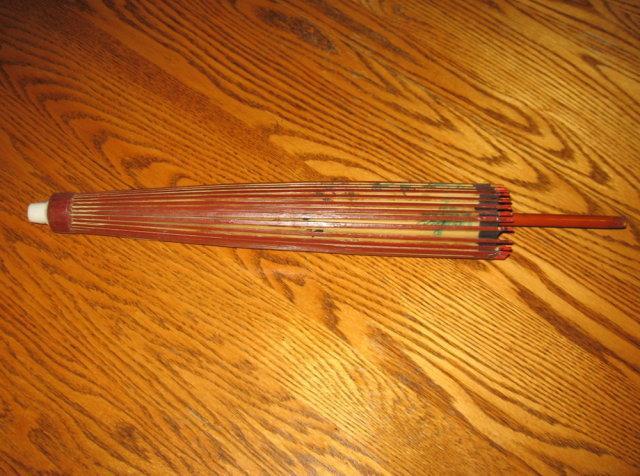 Antique Japanese PARASOL - Oriental Rice Paper and Bamboo Ethnographic Collectible