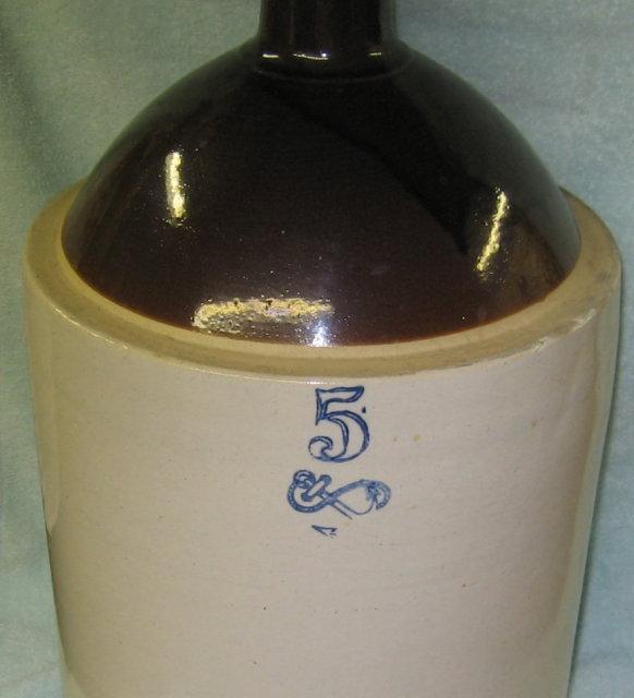 5 gal Stoneware Whiskey Jug - Antique pottery