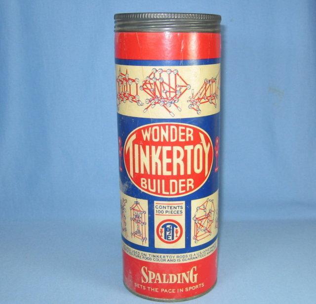 TinkerToy Wonder Builder Game ~ Antique Spalding Antique Toy