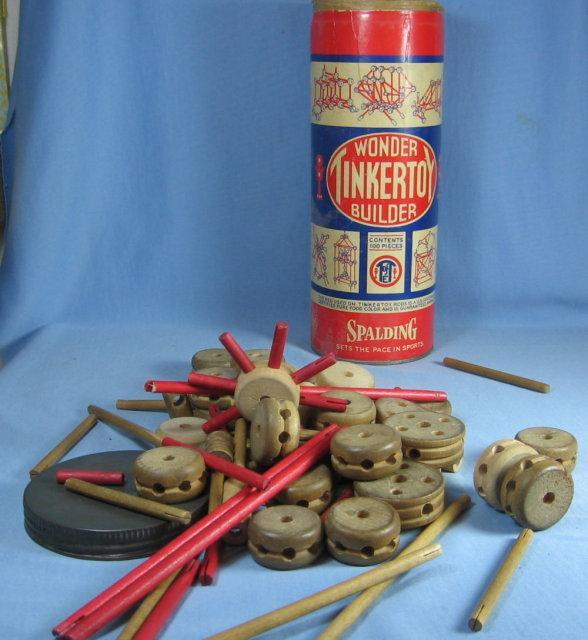 TinkerToy Wonder Builder Game ~ Antique Spalding Antique Toy