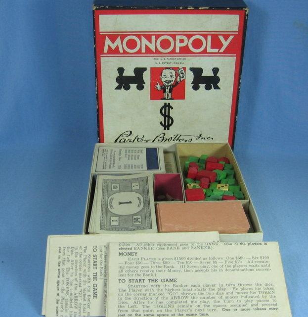 1935 Monopoly Game - Vintage Parker Bros Toy