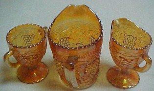 Imperial Carnival Grape Pitcher Creamer Sugar Set - Glass
