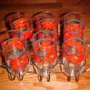 Poinsettia CHRISTMAS Set 6 drinking glasses - glass