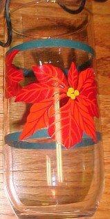 Poinsettia CHRISTMAS Set 6 drinking glasses - glass