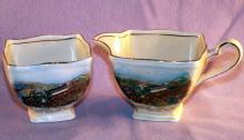 Jacob's Ladder Cog Railway Porcelain Souvenir Creamer and Sugar Set