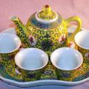 Porcelain TEAPOT Style Sake Set on Tray