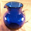 COBALT Glass Ball Pitcher with Crystal Handle