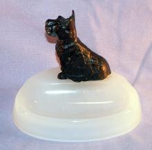 Plaque of WRIGLEY Building Chicago SCOTTIE DOG Oynx Ashtray - Tobacciana