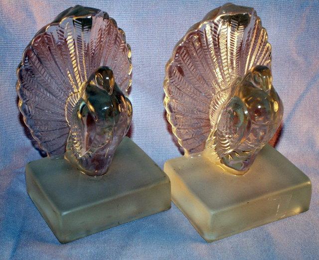 Clear PIGEON Indiana Glass Bookends