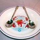 CAMPBELL KIDS 1984 Winter Olympics Bowl with 2 Spoons - Advertising