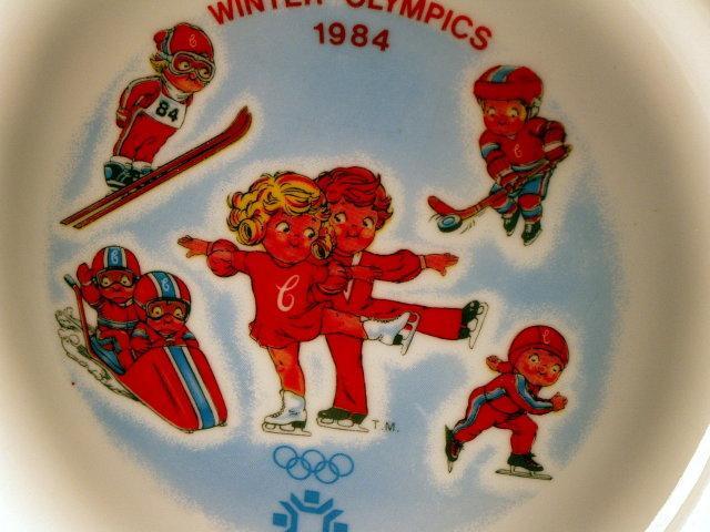 CAMPBELL KIDS 1984 Winter Olympics Bowl with 2 Spoons - Advertising
