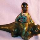 BLACK BOY ON ALLEGATOR Cast Iron Nodder Bank - Ethnographic