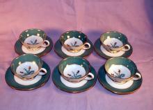 6 Sets of ROYAL BAYREUTH J. L. Hudson Co. Demitasse Porcelain Cups & Saucers