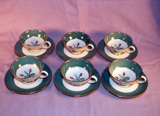 6 Sets of ROYAL BAYREUTH J. L. Hudson Co. Demitasse Porcelain Cups & Saucers