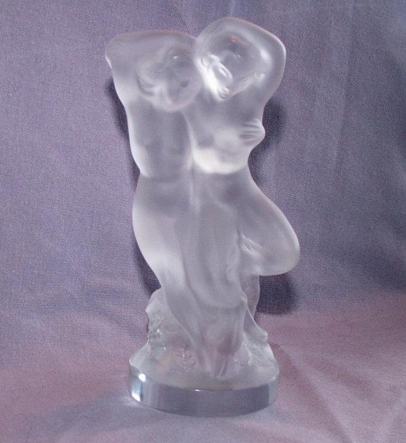 LALIQUE Frosted Crystal COUPLES Paperweight - Works of Art